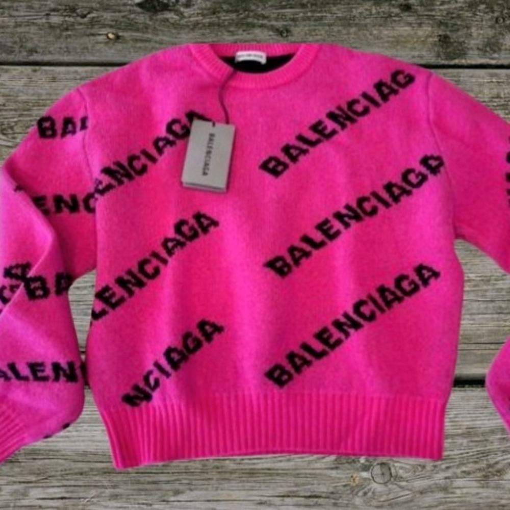 SOLD!!! Balenciaga Vibrant Pink Crew Neck Sweater